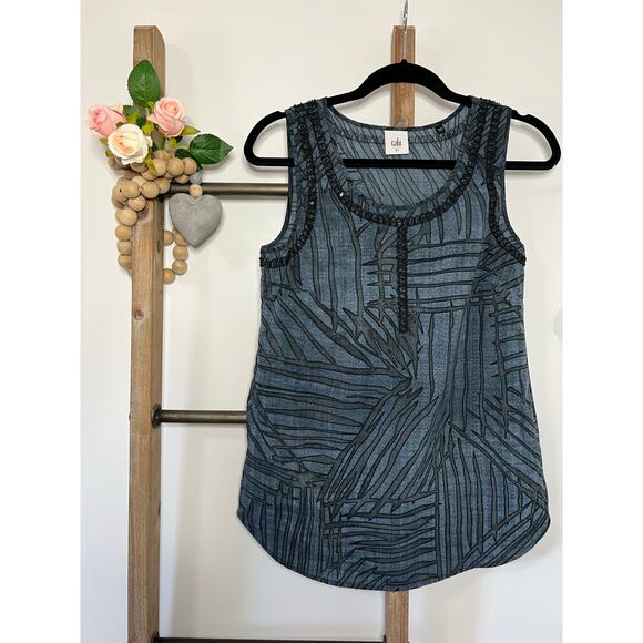 CAbi Tops - Cabi 3334 Sleeveless Beaded Tank in Blue Size XSmall